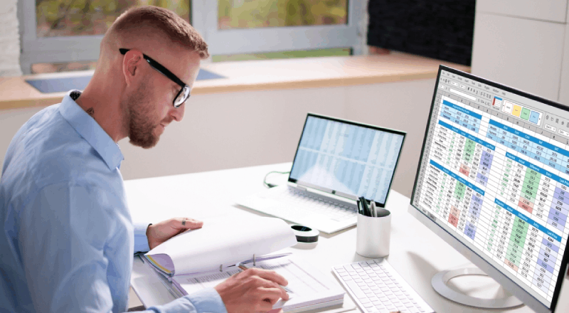 Professional Business Man Doing Invoice Audit